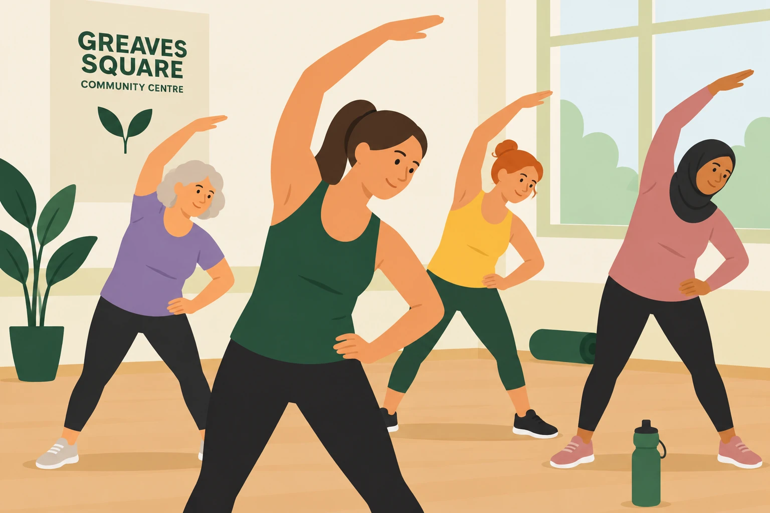 Women's fitness class session at Greaves Square Community Centre