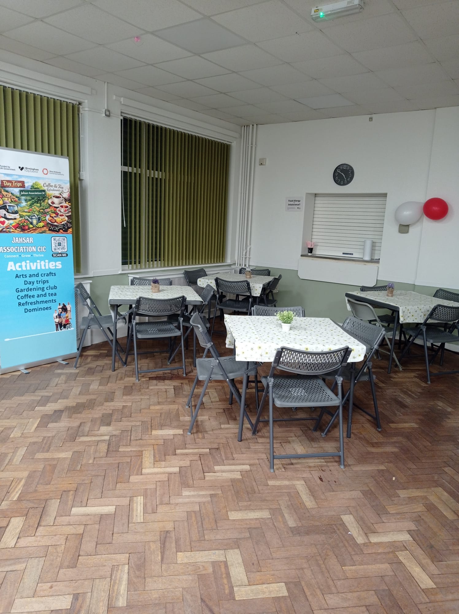 Main Hall set up with tables